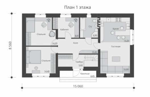 Проект одноэтажного дома с подвалом